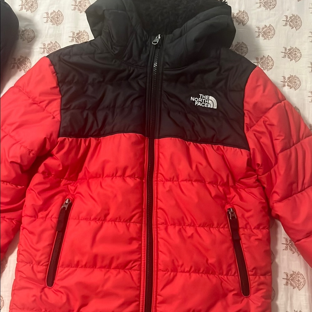 The North Face Red and Black Puffer Jacket